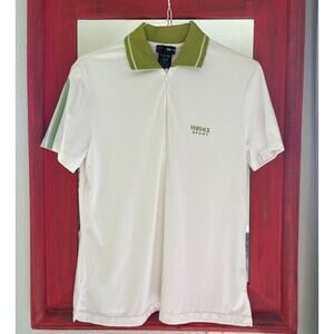 Authentic Versace Sport Alias S.p.a. quarter-zip polo shirt White/Green Medium